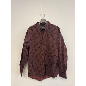 Vintage Dockers Golf Shirt Mens‎ Medium Golfer Print Long Sleeve Button Up 90s